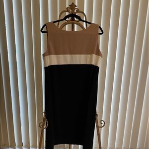 Nude/White/Black Office Dress